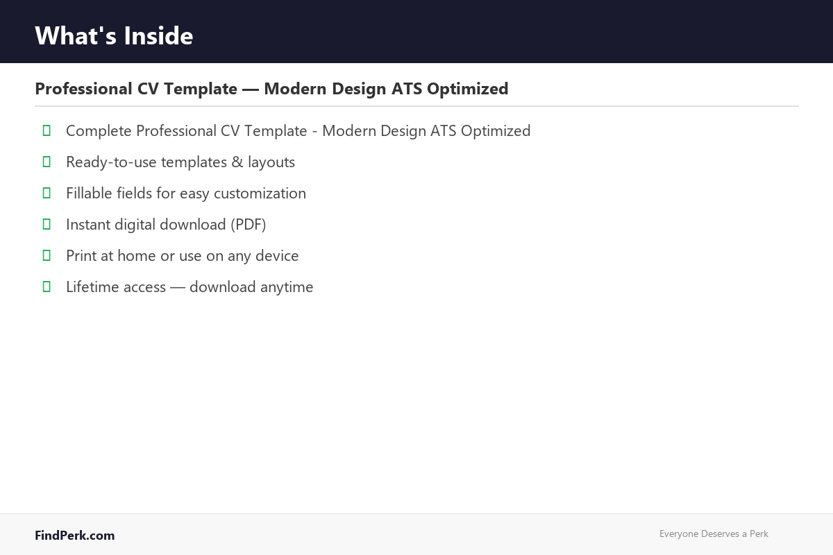 Professional CV Template — Modern Design ATS Optimized
