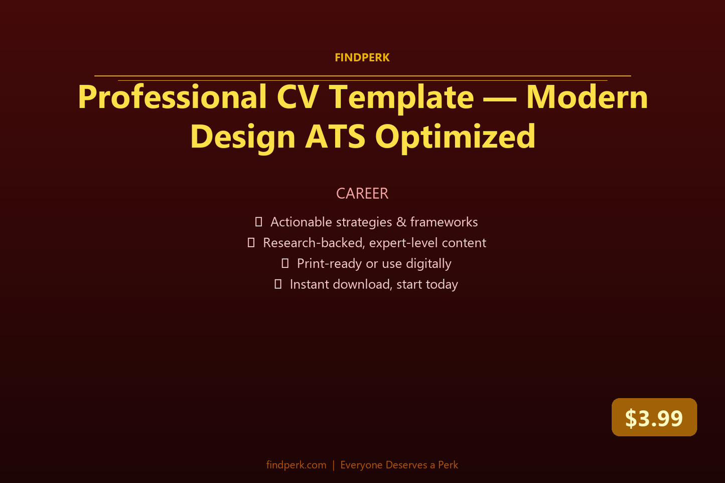 Professional CV Template — Modern Design ATS Optimized