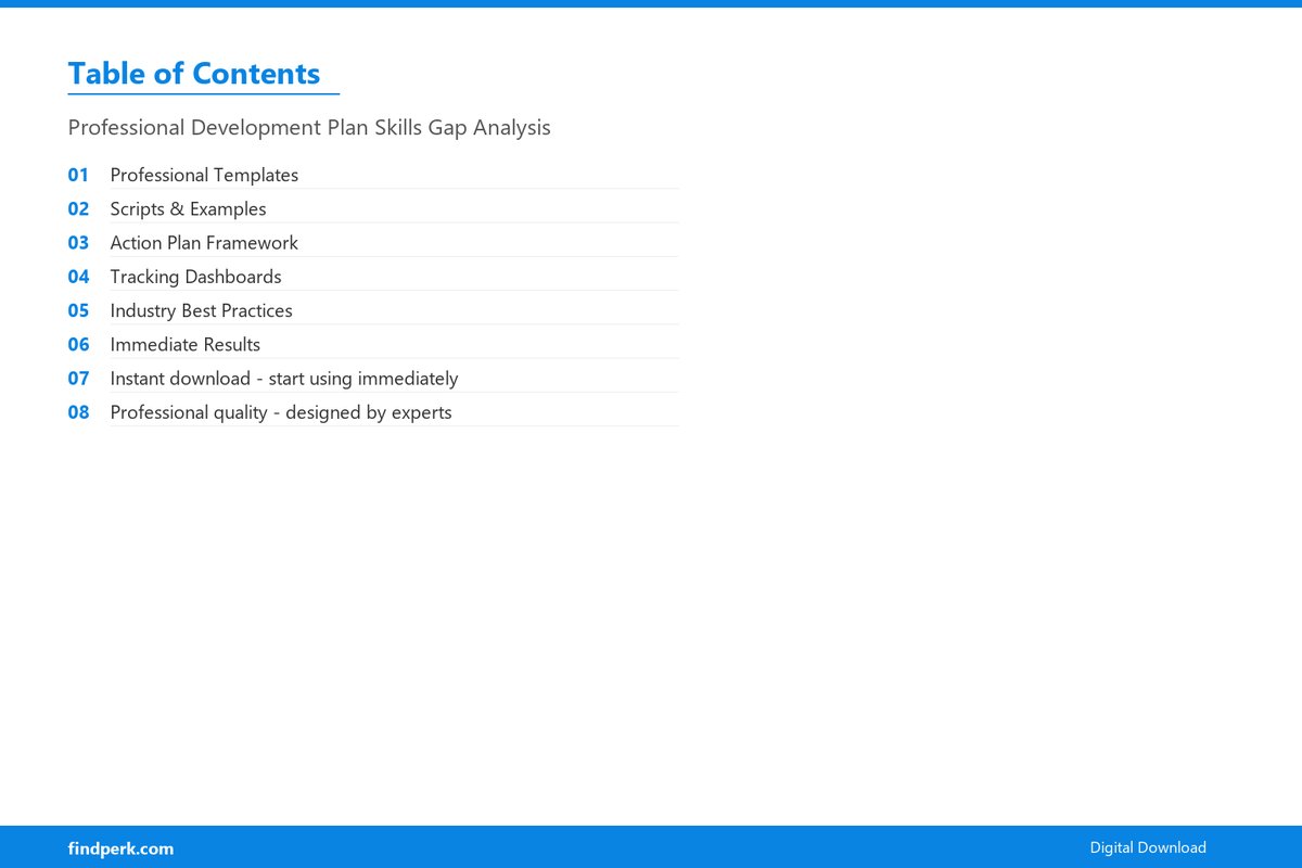 Professional Development Plan Skills Gap Analysis - Table of Contents
