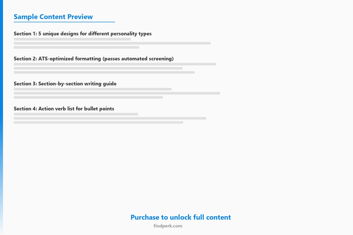Professional Resume Templates - 5 Modern Designs for Any Industry (Editable) - Content Preview