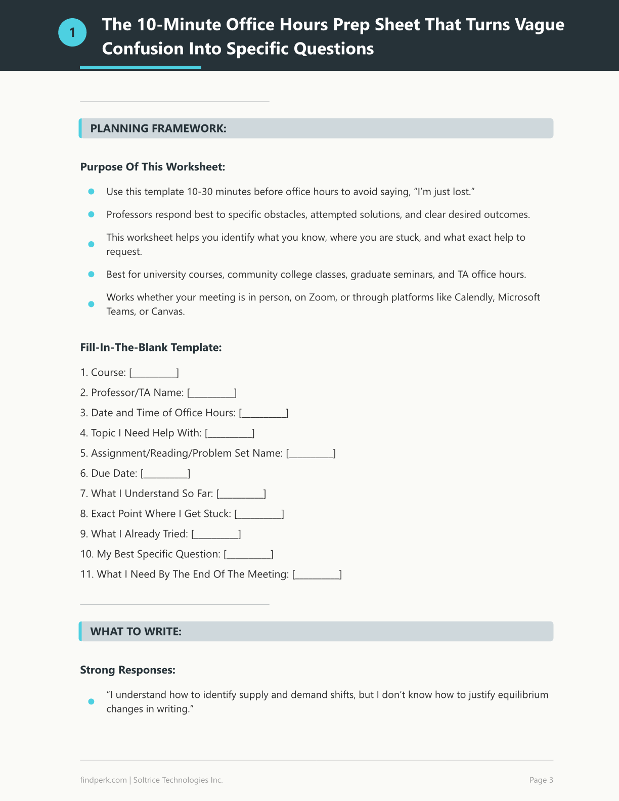Professor Office Hours Preparation Worksheet - Get the Help You Need