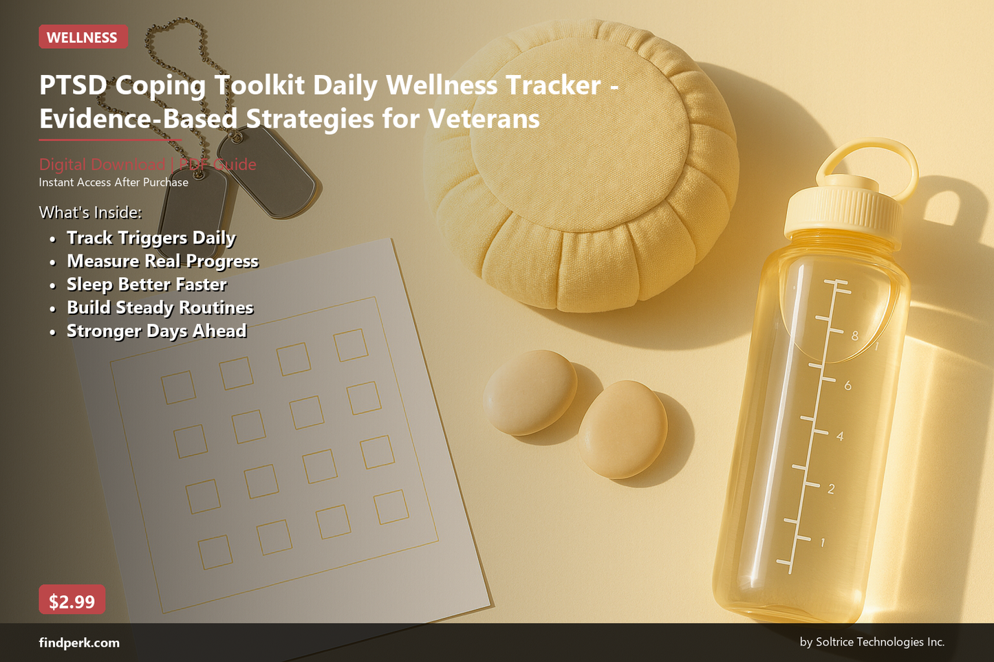 PTSD Coping Toolkit Daily Wellness Tracker - Evidence-Based Strategies for Veterans
