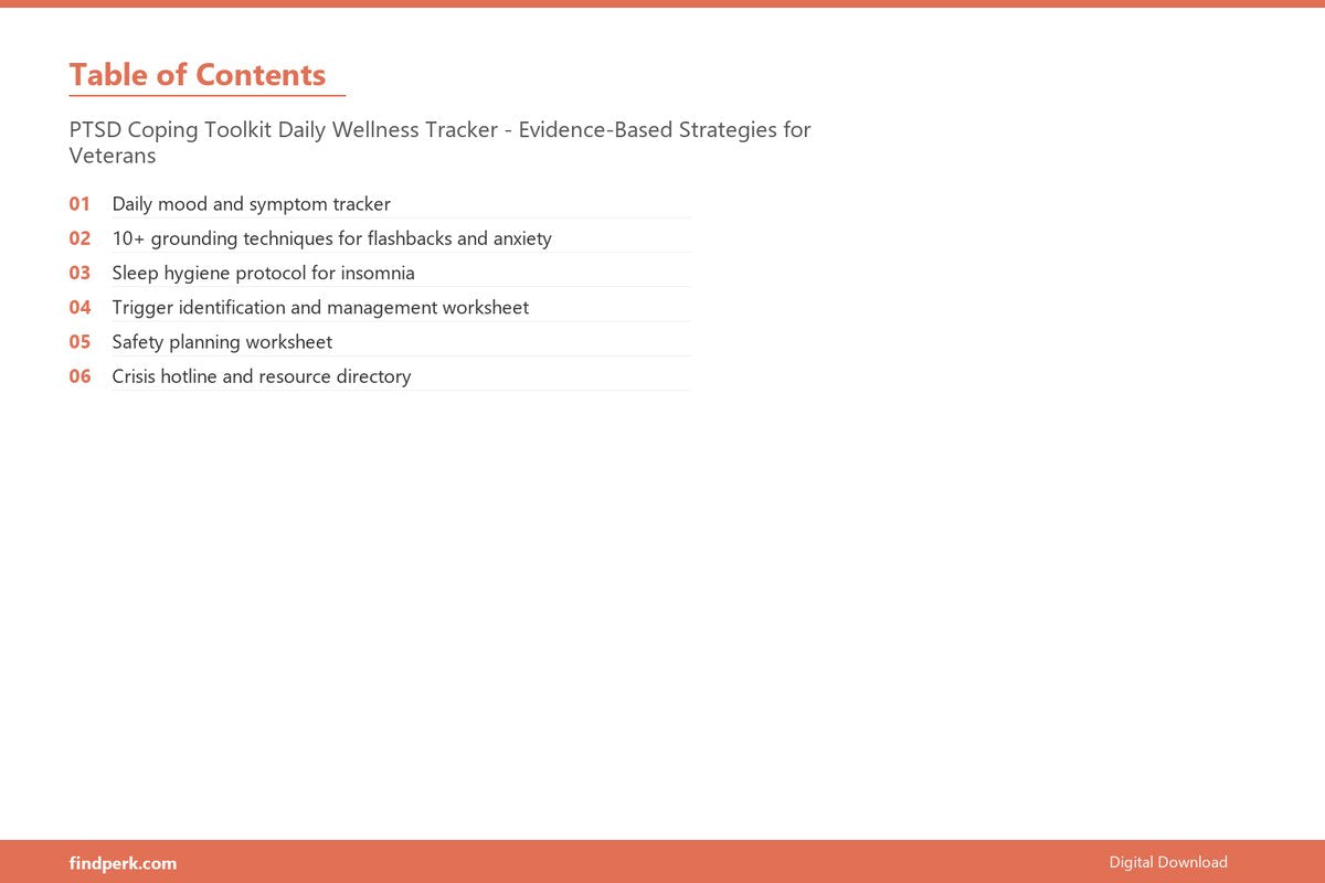 PTSD Coping Toolkit Daily Wellness Tracker - Evidence-Based Strategies for Veterans - Table of Contents