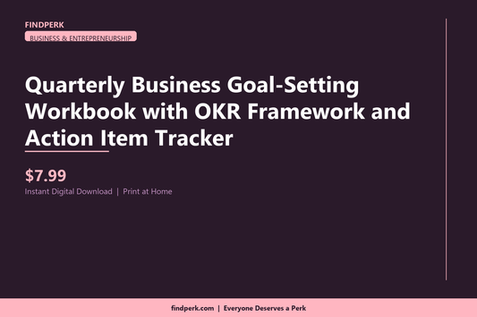 Quarterly Business Goal-Setting Workbook with OKR Framework and Action Item Tracker