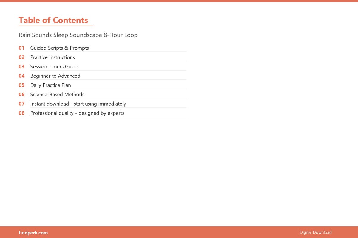 Rain Sounds Sleep Soundscape 8-Hour Loop - Table of Contents
