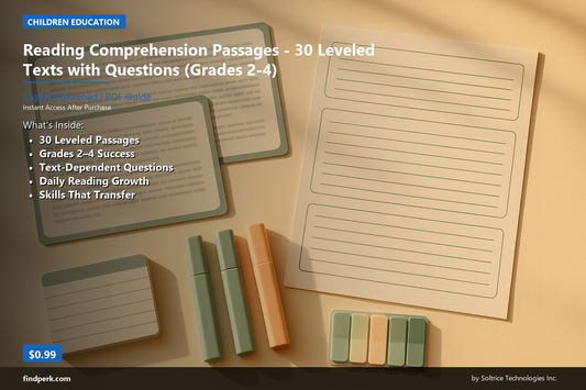 Reading Comprehension Passages - 30 Leveled Texts with Questions (Grades 2-4)