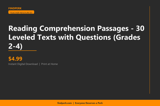 Reading Comprehension Passages - 30 Leveled Texts with Questions (Grades 2-4)