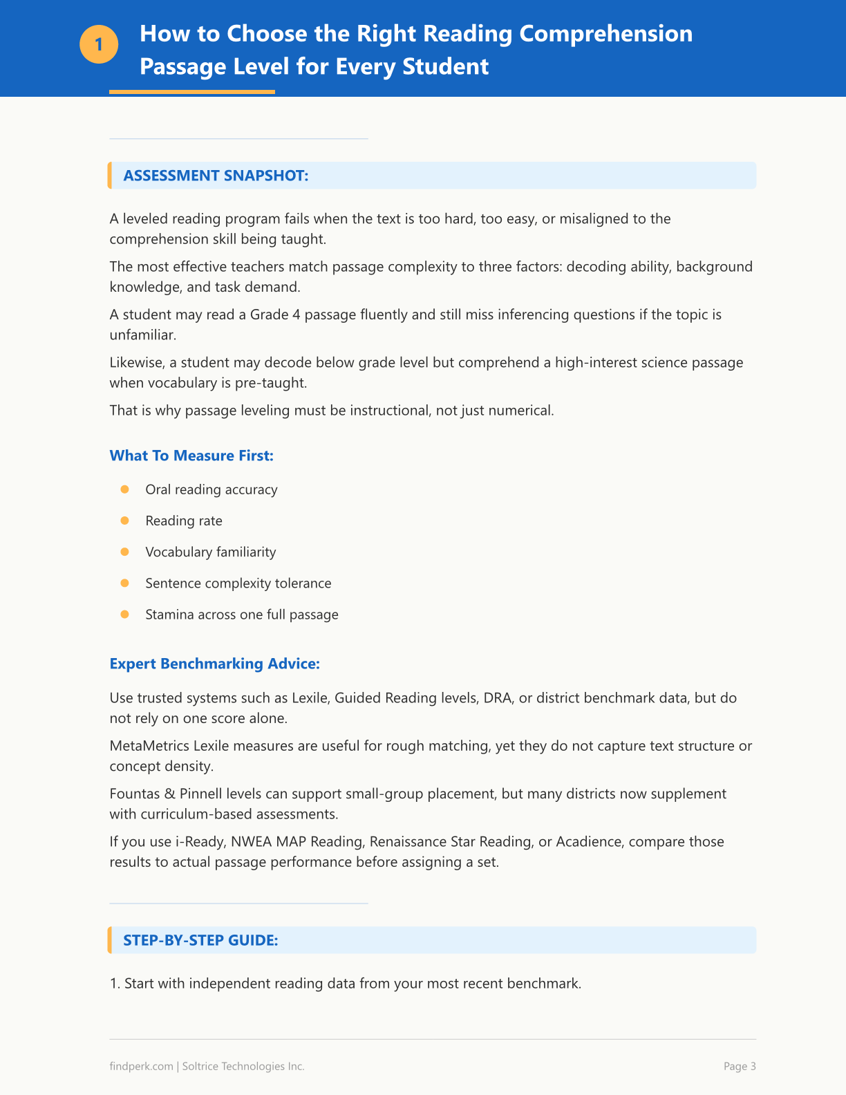 Reading Comprehension Passages 30 Leveled Texts