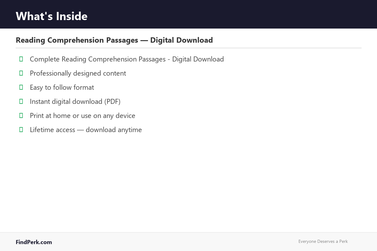 Reading Comprehension Passages — Digital Download