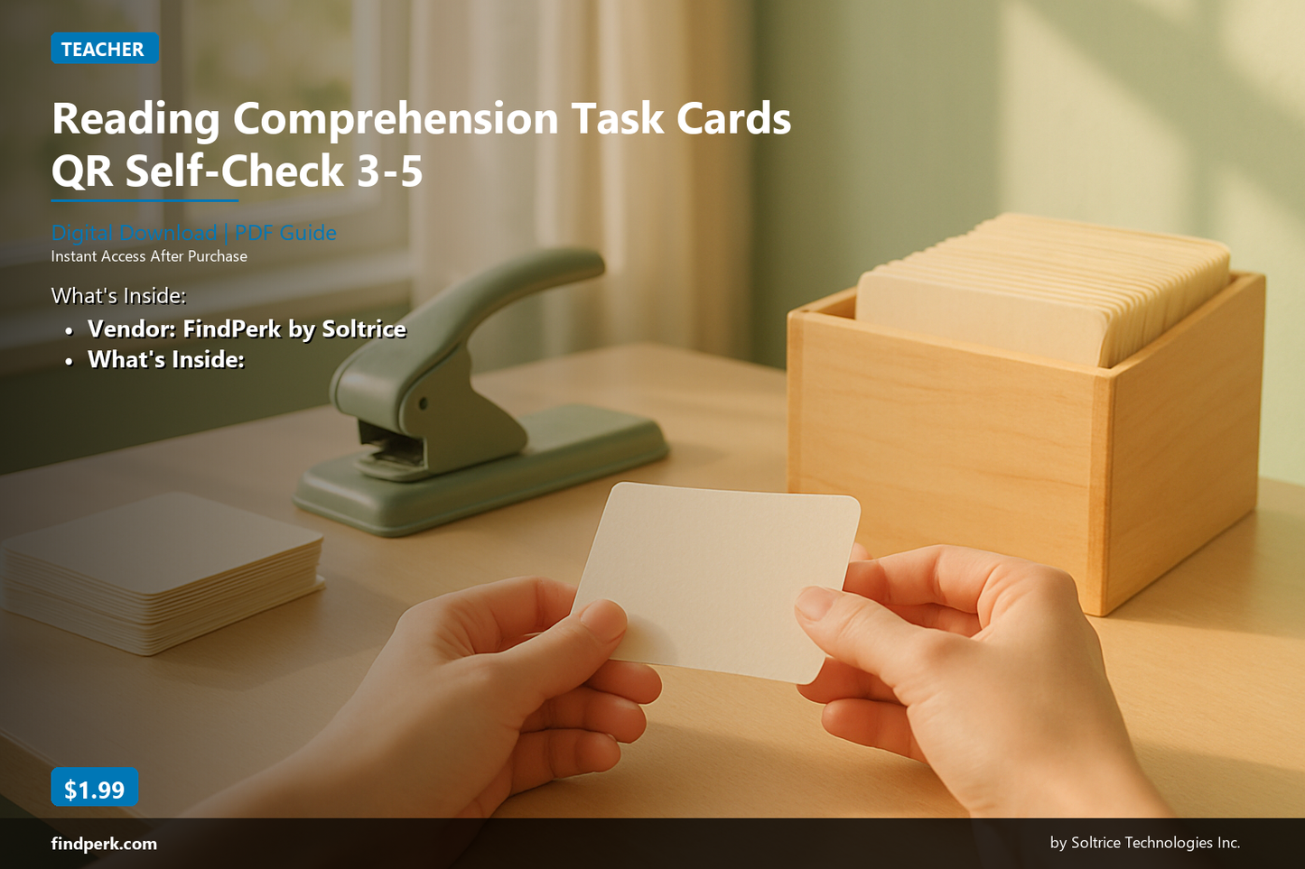 Reading Comprehension Task Cards QR Self-Check 3-5