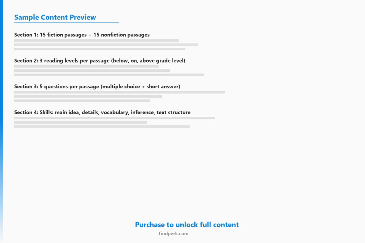 Reading Comprehension Passages - 30 Leveled Texts with Questions (Grades 2-4) - Content Preview