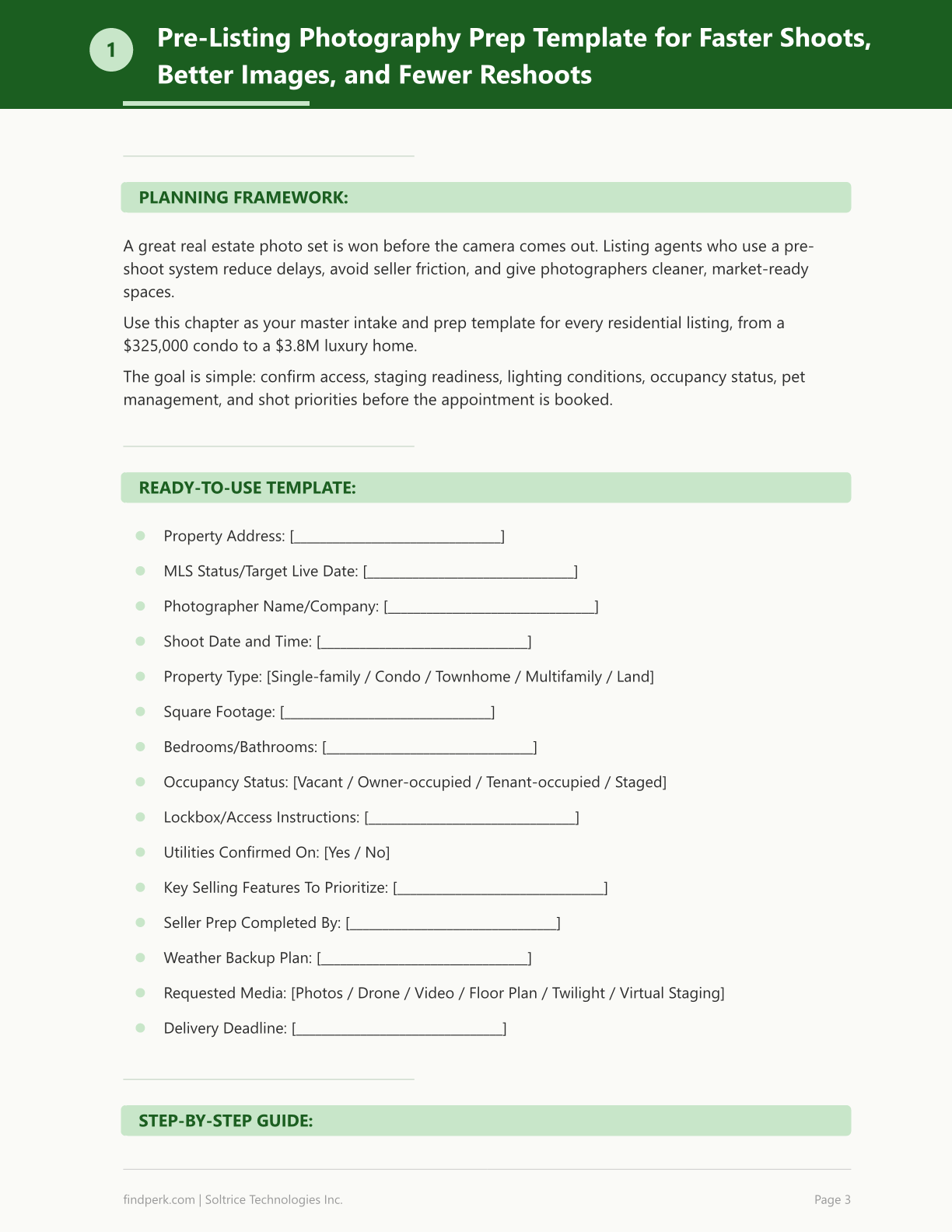 Real Estate Photography Shot List and Editing Checklist for Listing Agents