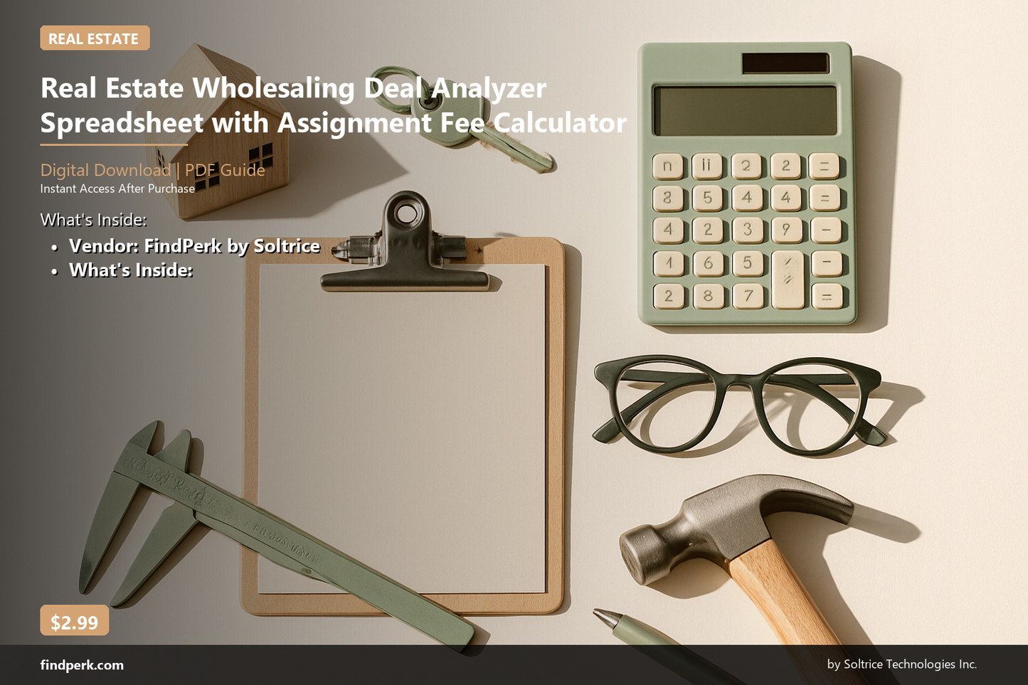 Real Estate Wholesaling Deal Analyzer Spreadsheet with Assignment Fee Calculator