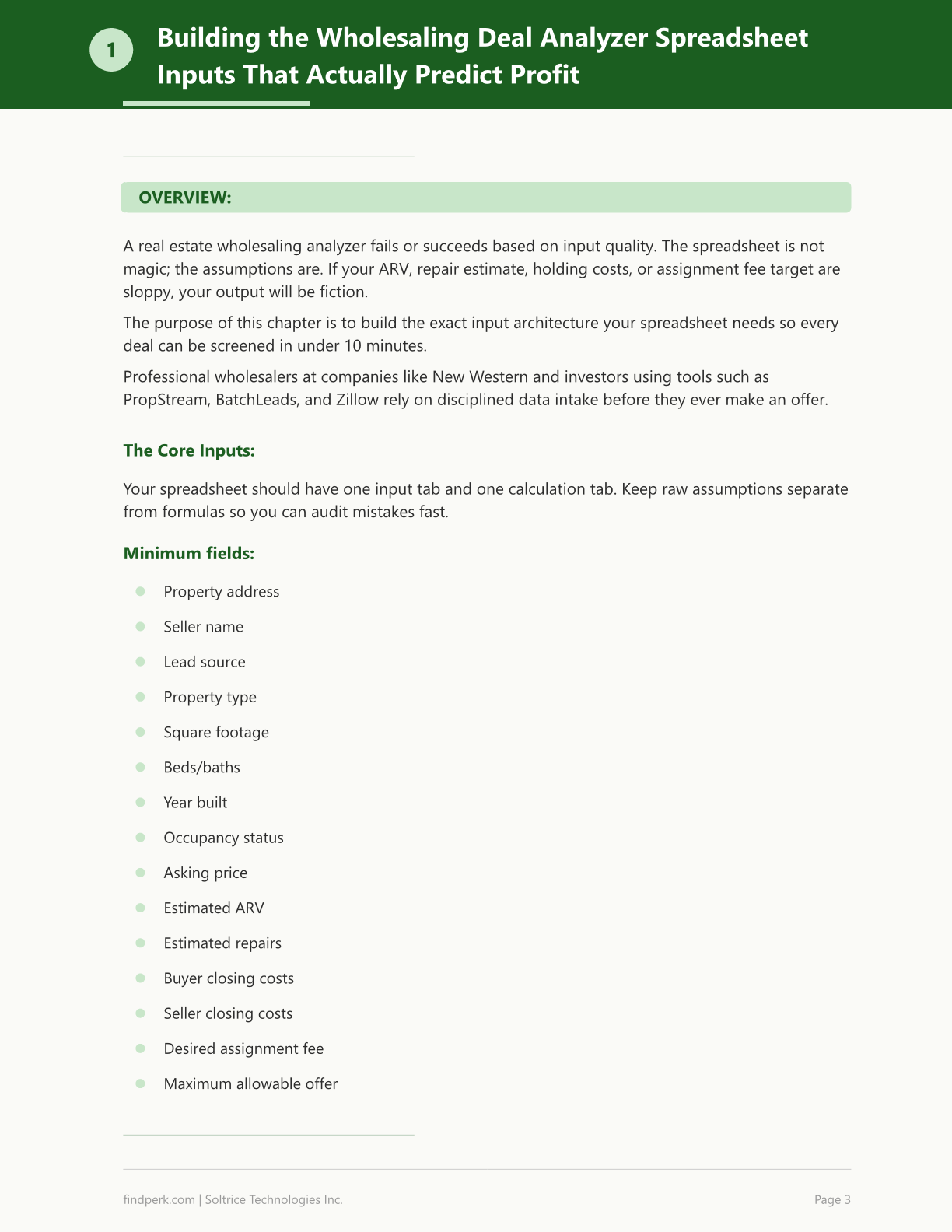 Real Estate Wholesaling Deal Analyzer Spreadsheet with Assignment Fee Calculator