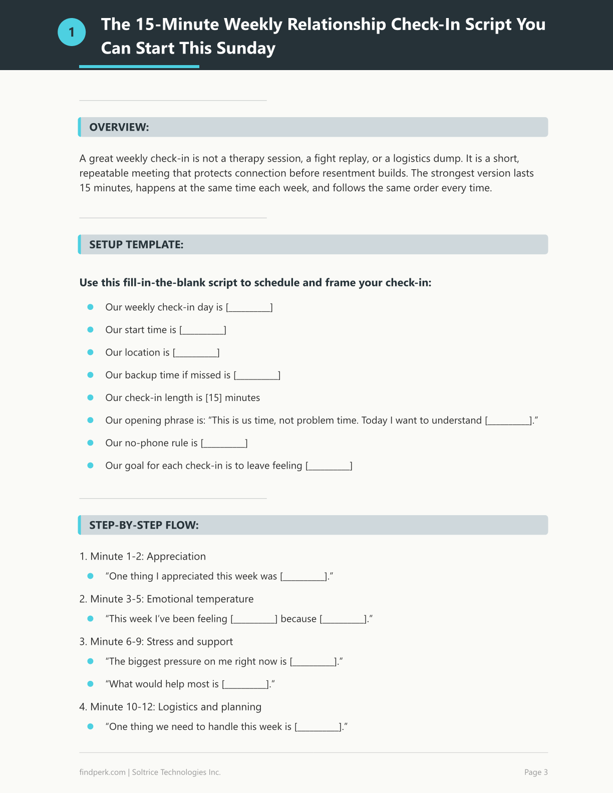 Relationship Check-In Template: Weekly 15-Minute Conversation Framework for Busy Couples