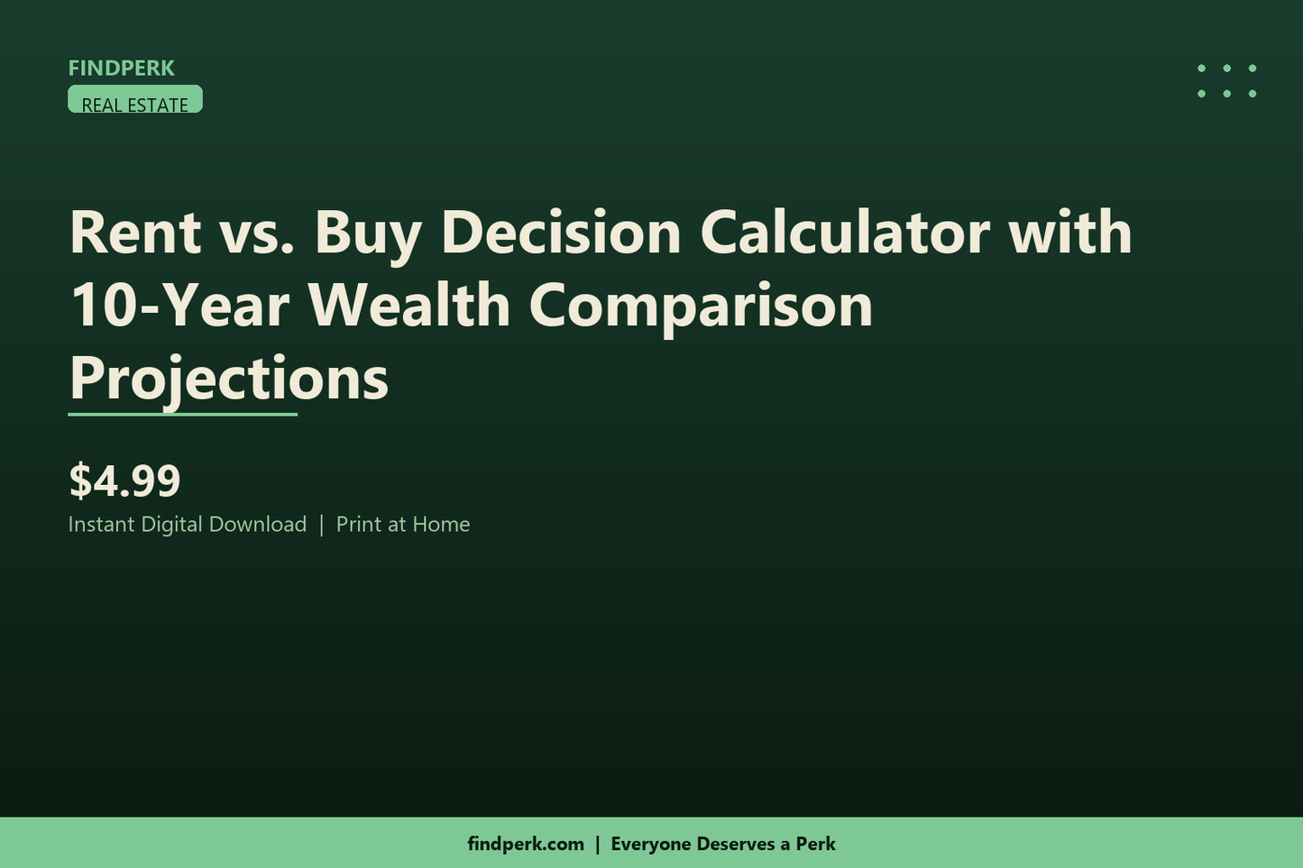 Rent vs. Buy Decision Calculator with 10-Year Wealth Comparison Projections