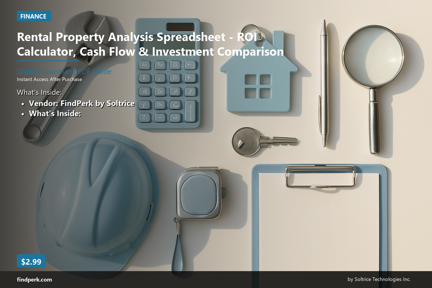 Rental Property Analysis Spreadsheet - ROI Calculator, Cash Flow & Investment Comparison