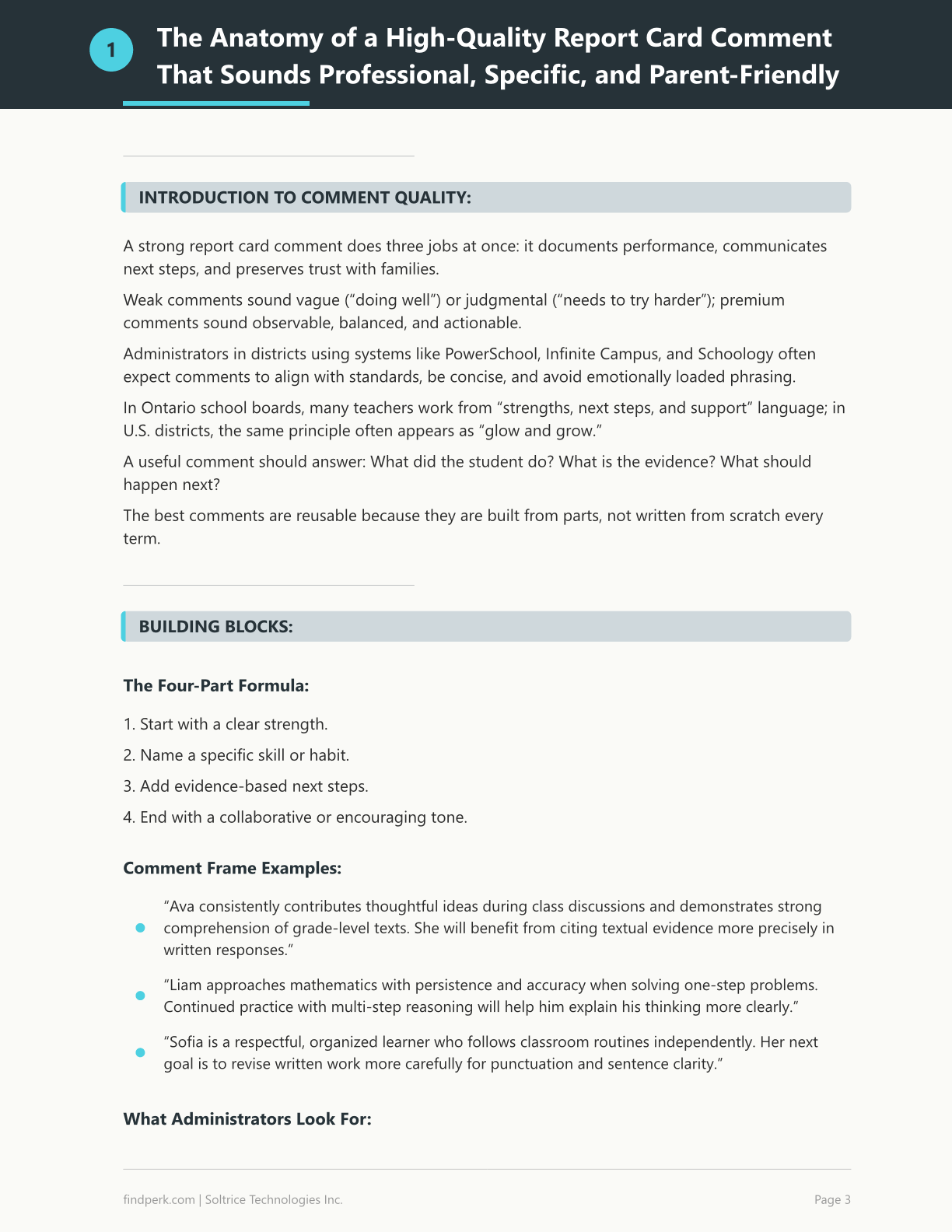 Report Card Comment Bank 200 Ready Comments