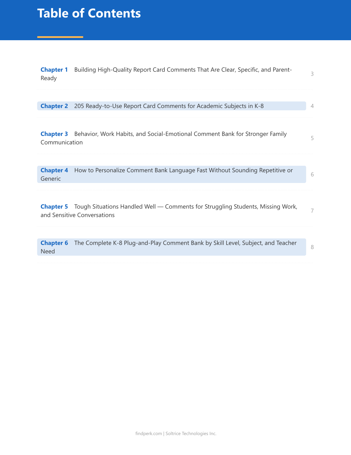 Report Card Comment Bank - 205 Ready-to-Use Comments for K-8 Teachers