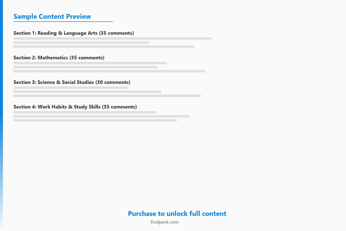 Report Card Comment Bank - 205 Ready-to-Use Comments for K-8 Teachers - Content Preview
