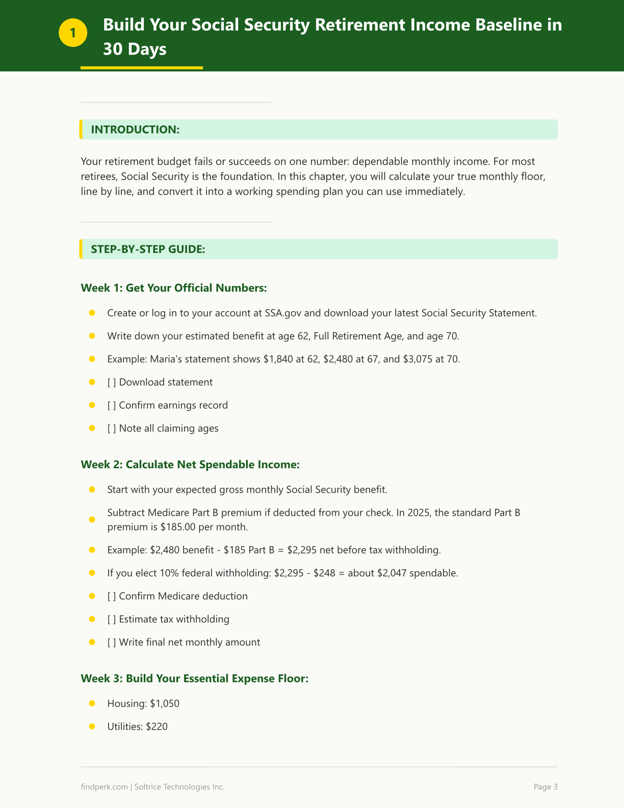 Retirement Income Budget Planner Social Security