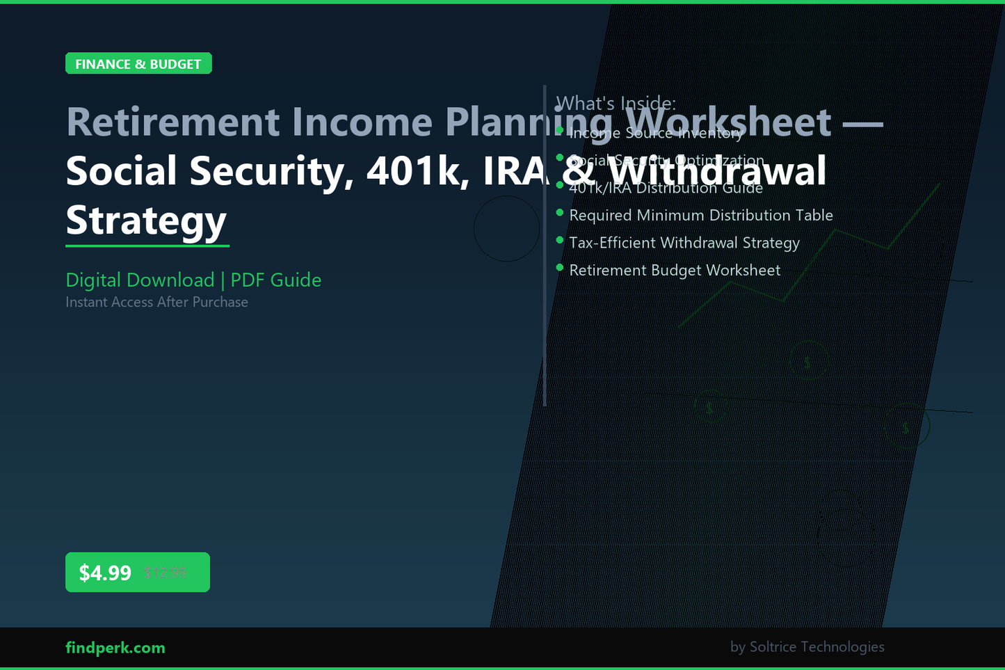 Retirement Income Planning Worksheet — Social Security, 401k, IRA & Withdrawal Strategy