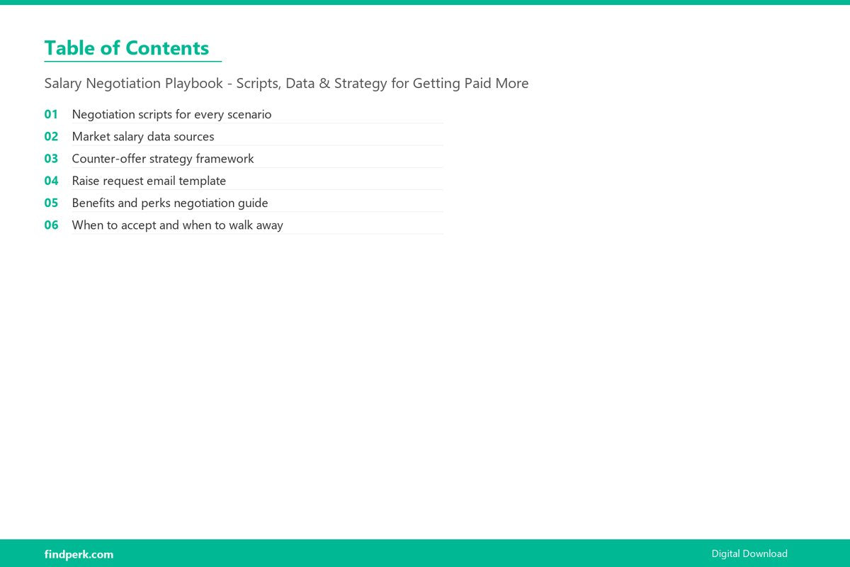 Salary Negotiation Playbook - Scripts, Data & Strategy for Getting Paid More - Table of Contents