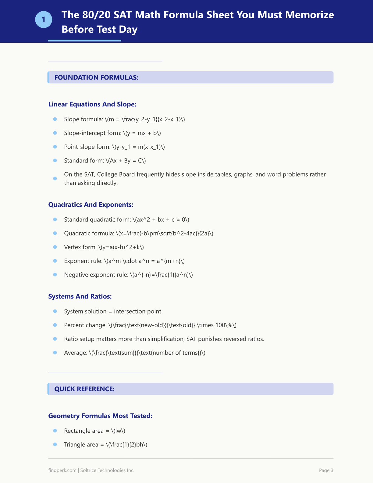 SAT Math Cheat Sheet: Essential Formulas & Test-Day Strategies