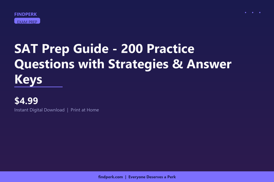 SAT Prep Guide - 200 Practice Questions with Strategies & Answer Keys