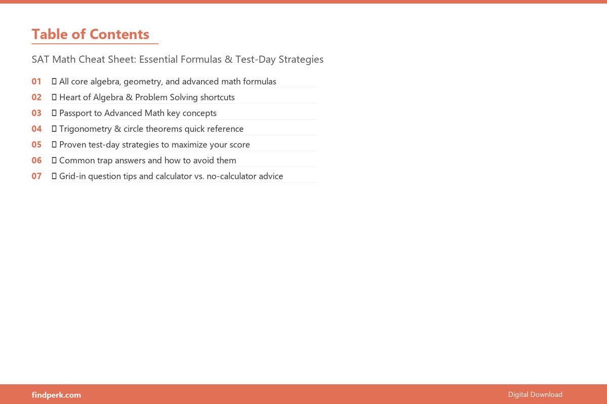 SAT Math Cheat Sheet: Essential Formulas & Test-Day Strategies - Table of Contents