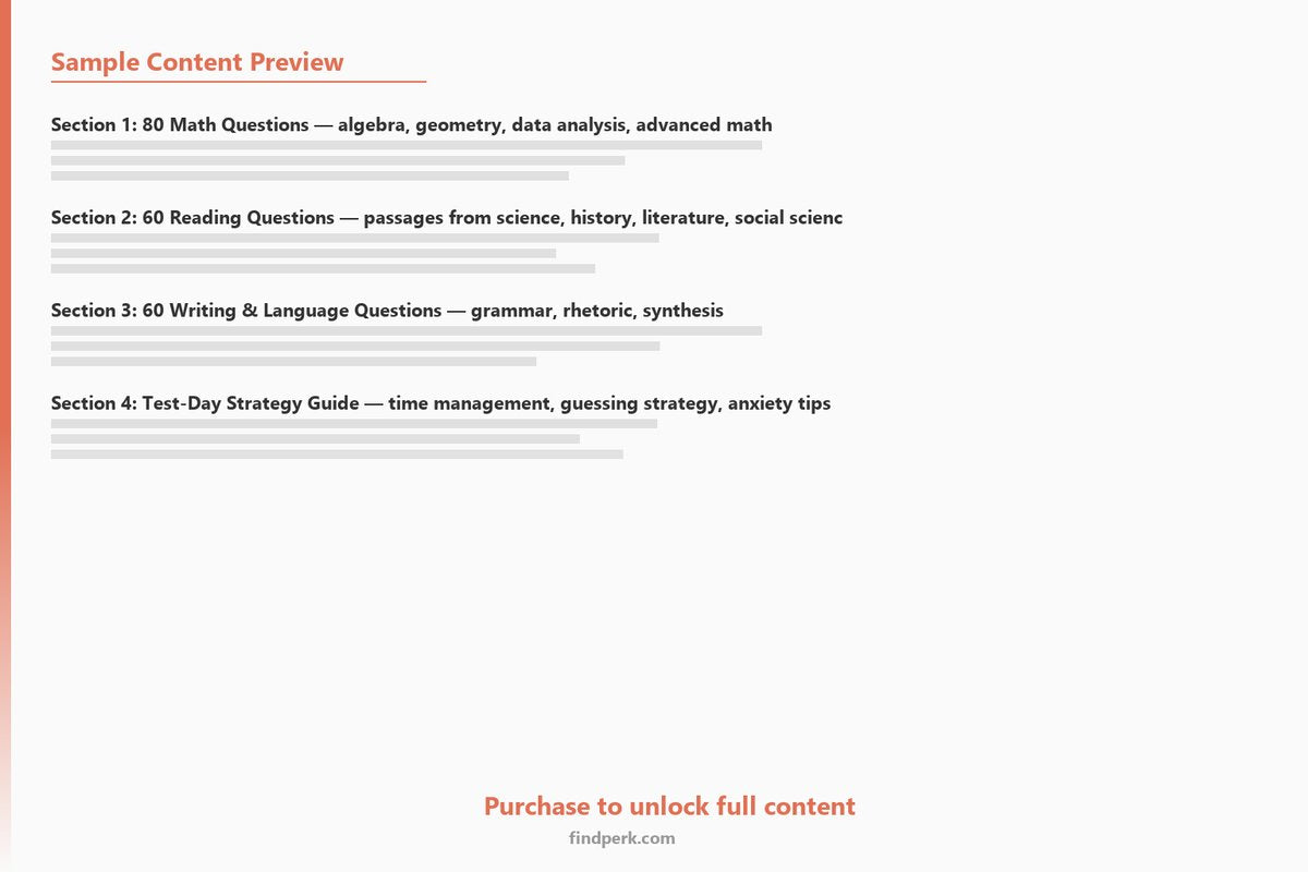 SAT Prep Guide - 200 Practice Questions with Strategies & Answer Keys - Content Preview