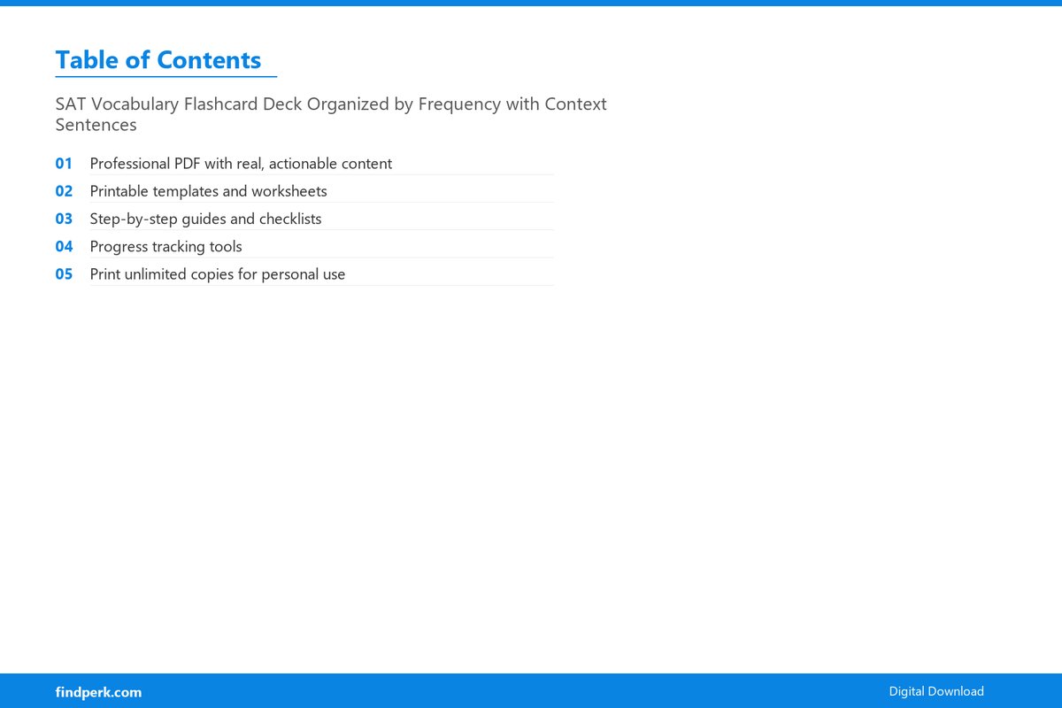 SAT Vocabulary Flashcard Deck Organized by Frequency with Context Sentences - Table of Contents