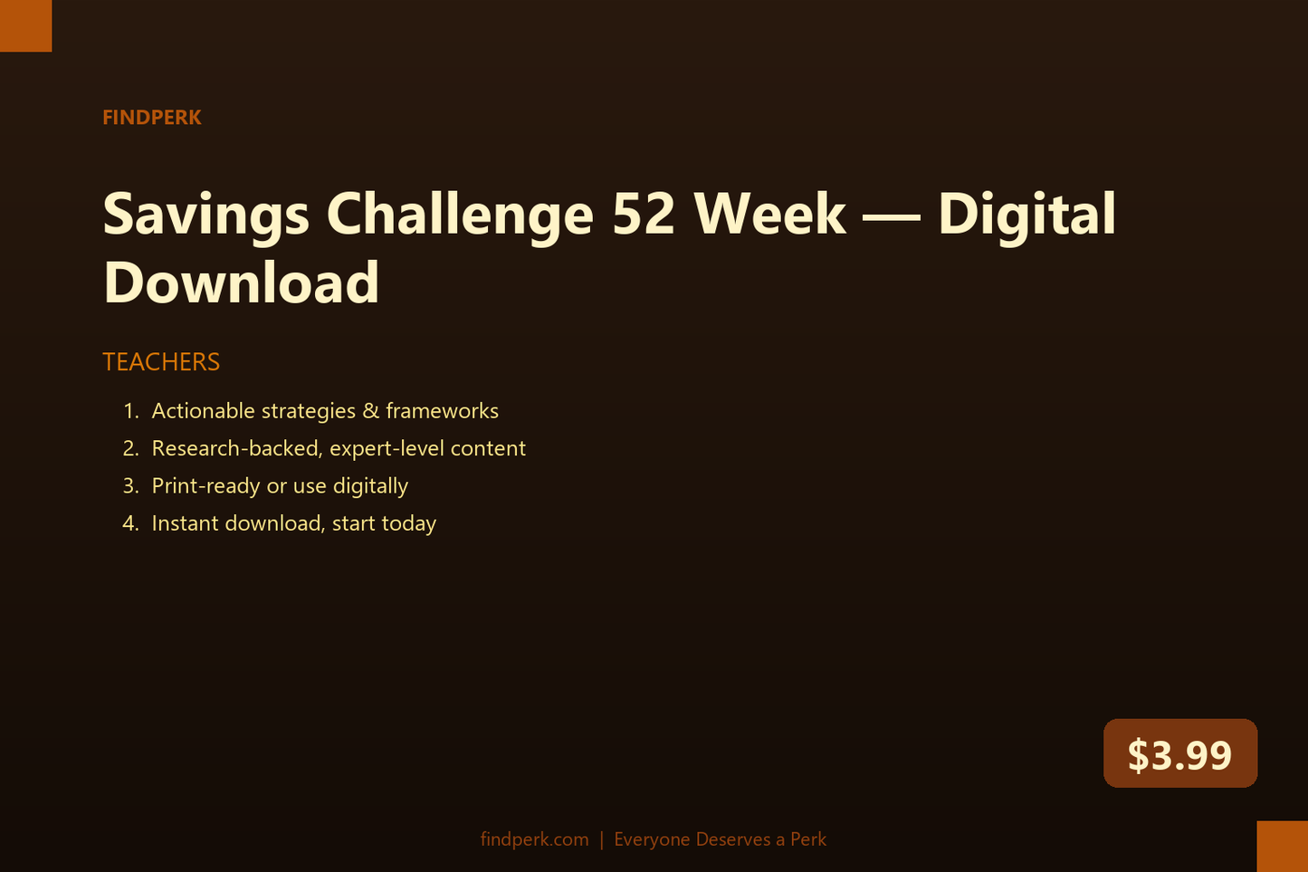 Savings Challenge 52 Week — Digital Download