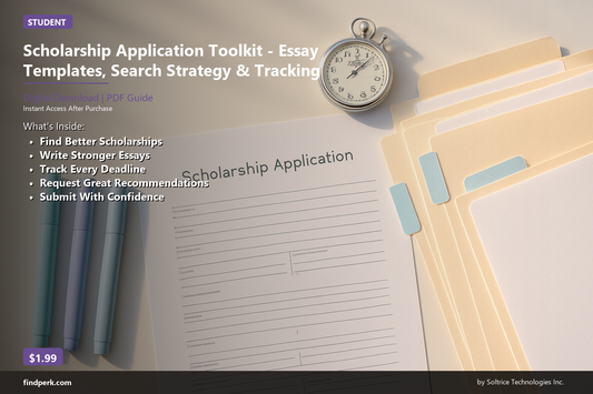 Scholarship Application Toolkit - Essay Templates, Search Strategy & Tracking