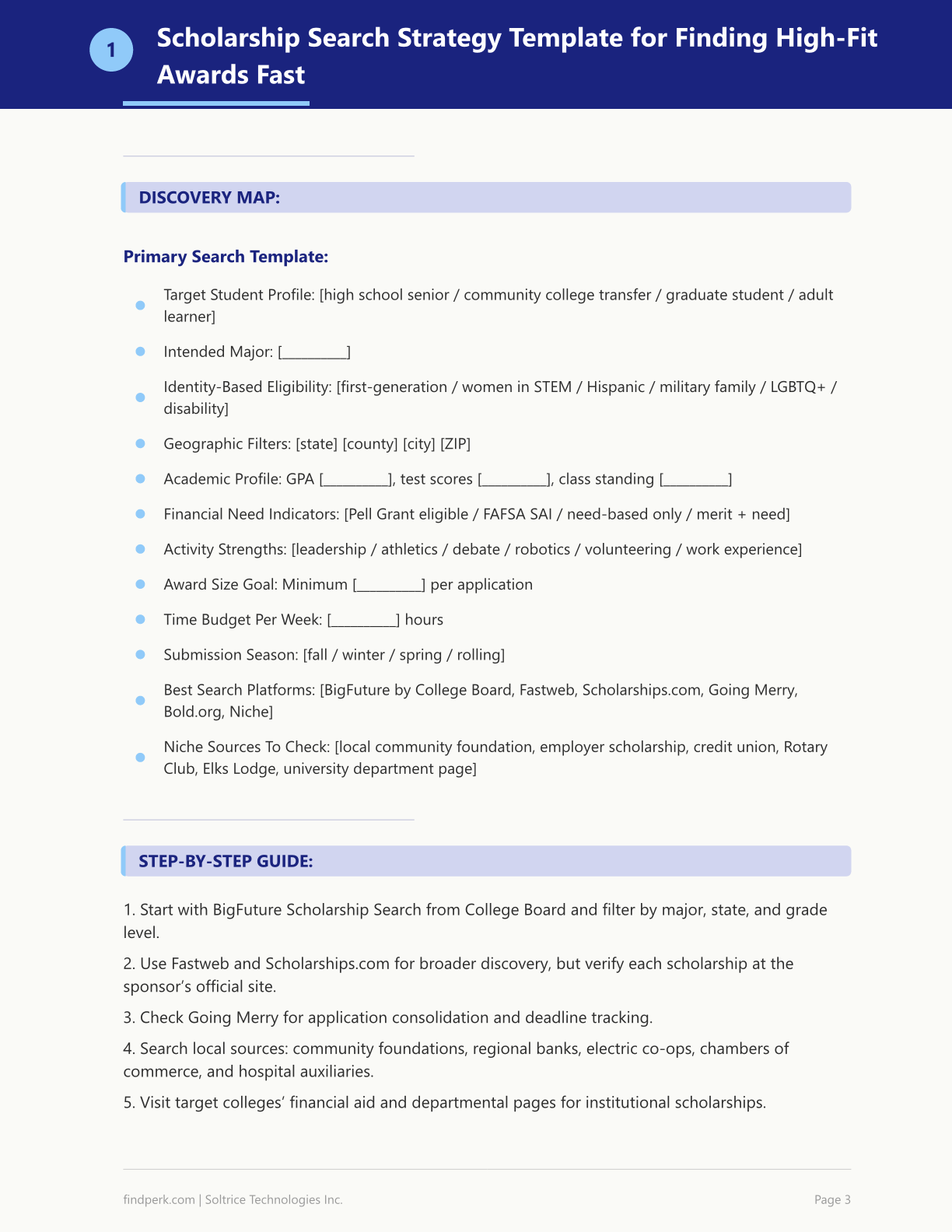 Scholarship Application Toolkit - Essay Templates, Search Strategy & Tracking