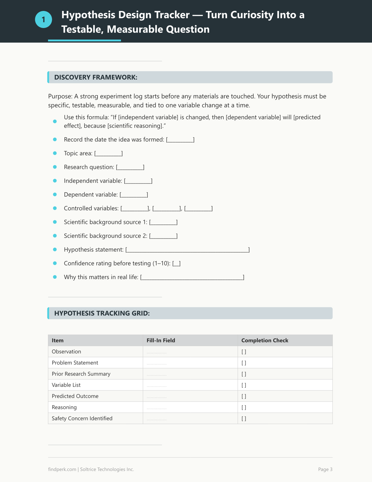 Science Experiment Log Book — Hypothesis, Procedure, Data Collection & Analysis Templates