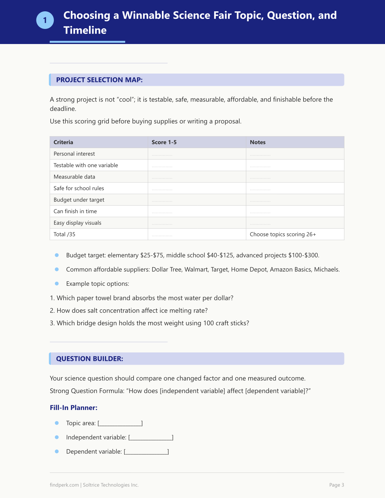 Science Fair Project Planner and Display Board Guide - Complete Student Kit
