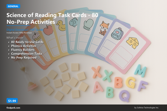 Science of Reading Task Cards - 80+ No-Prep Activities (Grades 1-4)