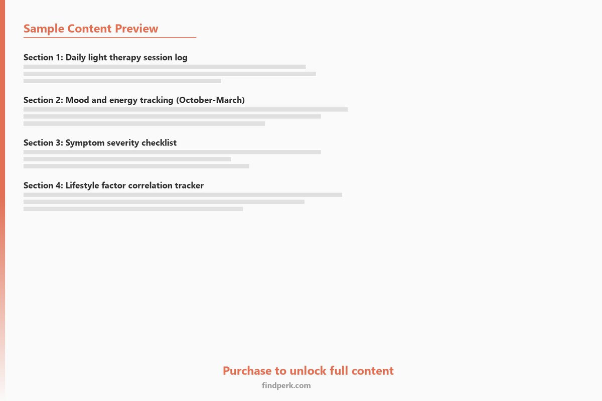 Seasonal Depression SAD Light Therapy Tracker & Mood Log - Content Preview