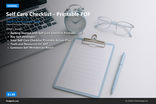 Self Care Checklist - Printable PDF