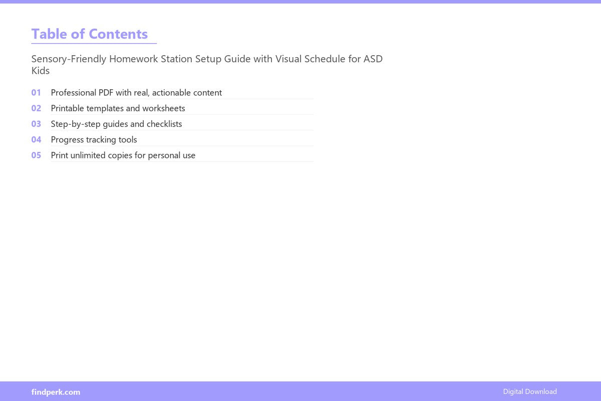 Sensory-Friendly Homework Station Setup Guide with Visual Schedule for ASD Kids - Table of Contents