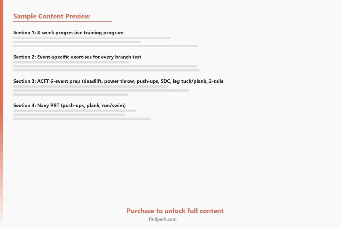 Service Member Fitness Test Prep Training Plan - ACFT APFT PRT PFT Training Guide - Content Preview