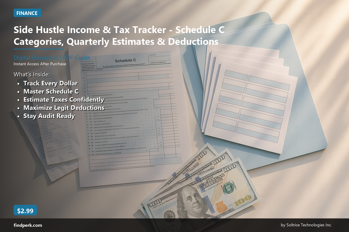 Side Hustle Income & Tax Tracker - Schedule C Categories, Quarterly Estimates & Deductions