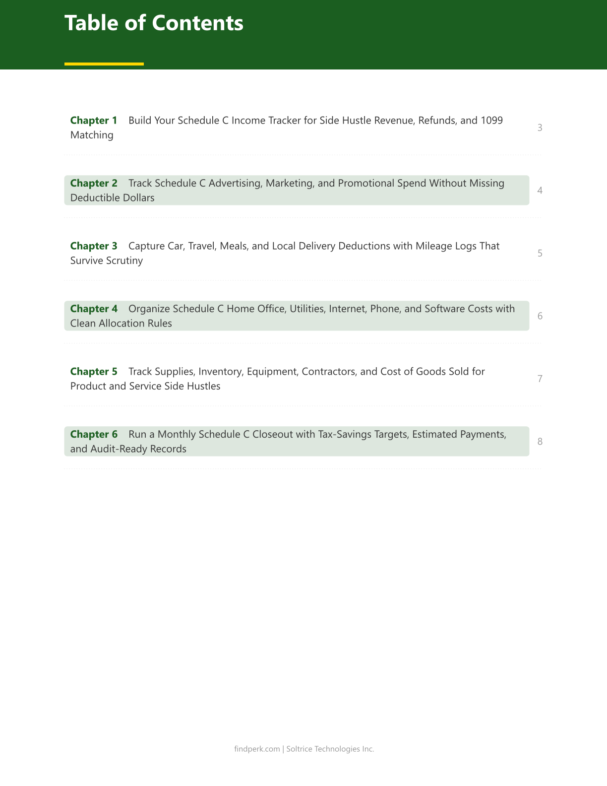 Side Hustle Income Tracker Schedule C Tax Categories
