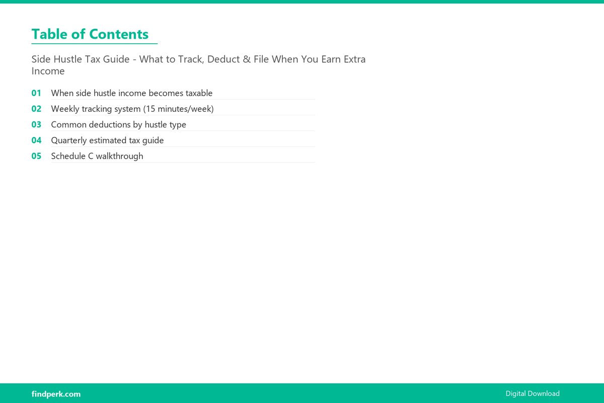 Side Hustle Tax Guide - What to Track, Deduct & File When You Earn Extra Income - Table of Contents