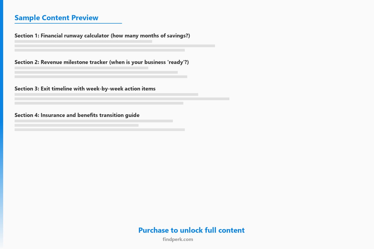 Side Hustle to Full-Time Transition Planner - Leap Safely Into Entrepreneurship - Content Preview
