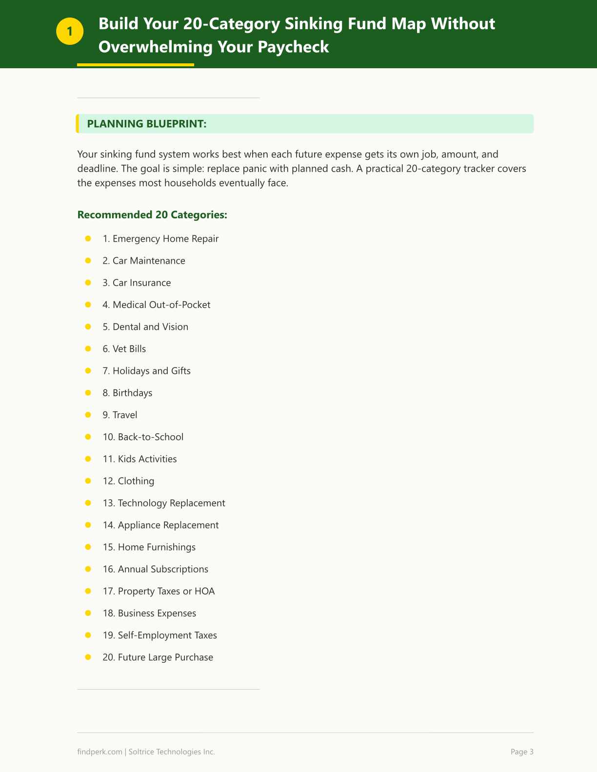 Sinking Funds Tracker - 20 Categories for Planned Savings Goals