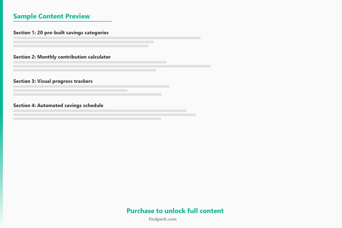 Sinking Funds Tracker - 20 Categories for Planned Savings Goals - Content Preview