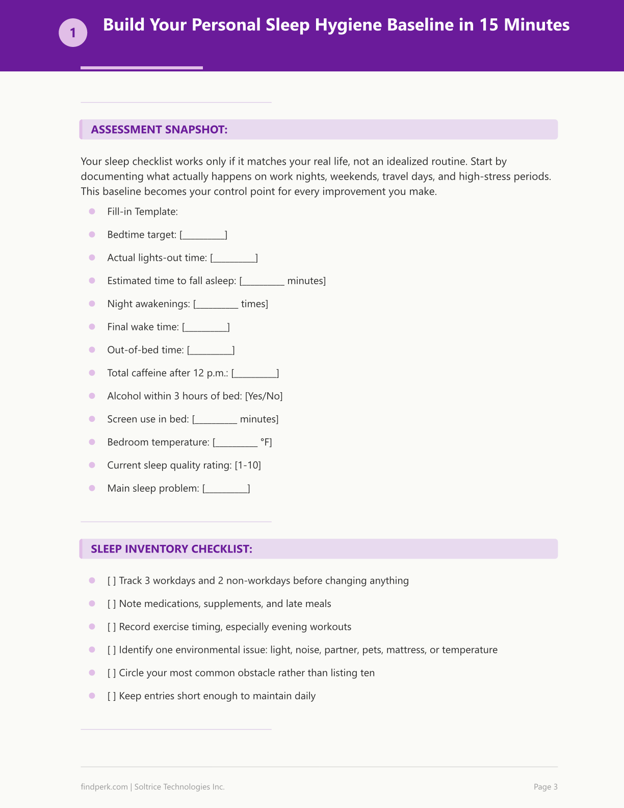 Sleep Hygiene Checklist — Self-Care Guide PDF