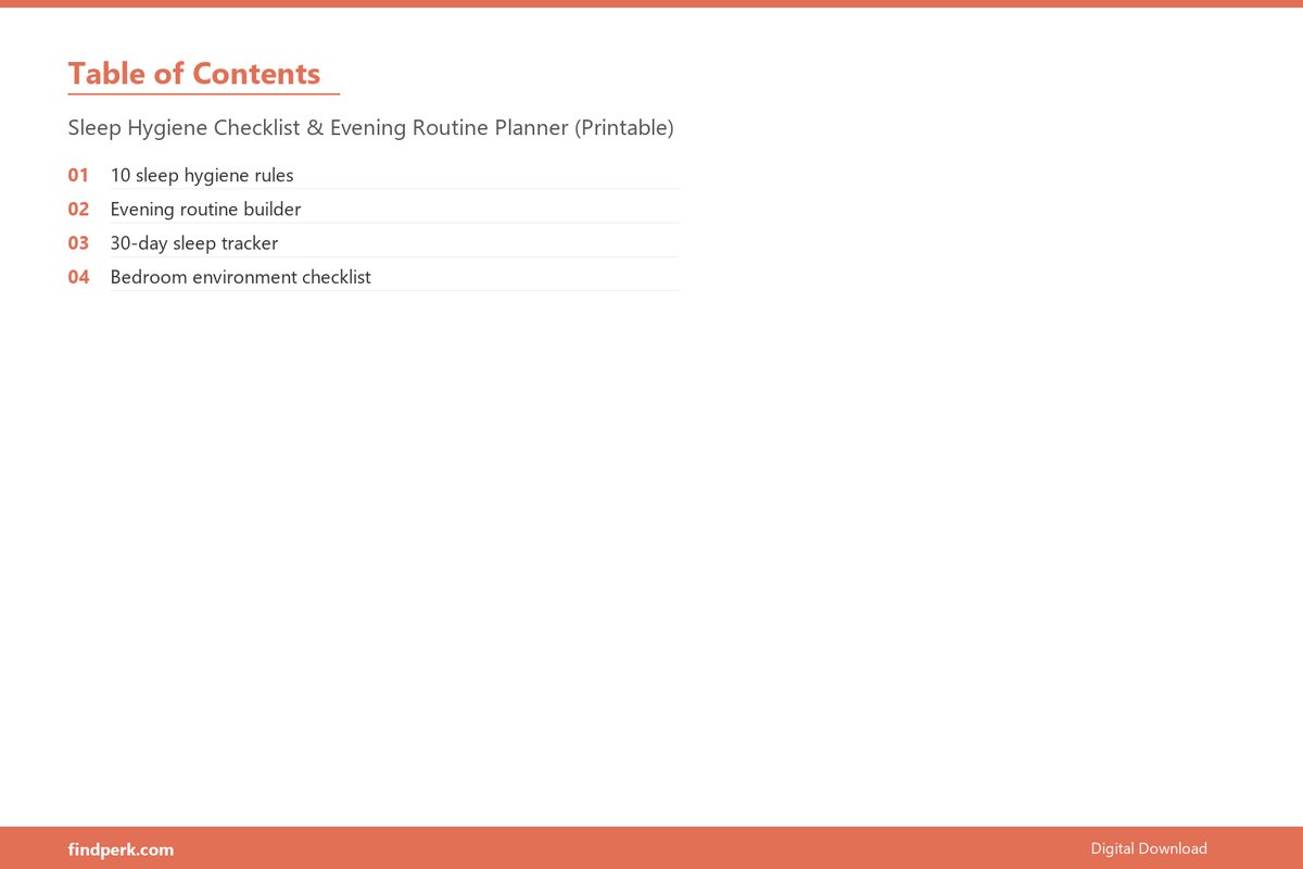 Sleep Hygiene Checklist & Evening Routine Planner (Printable) - Table of Contents